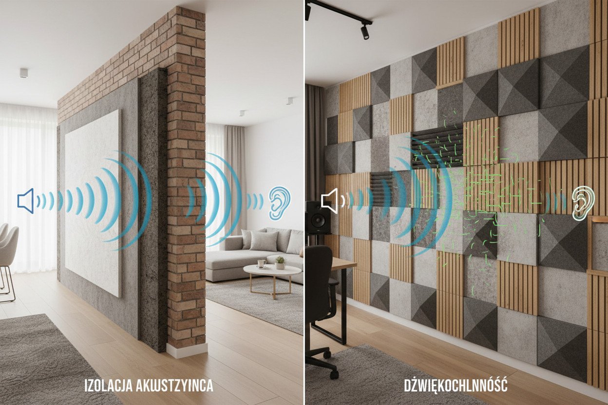 Czym różni się izolacja akustyczna od dźwiękochłonności