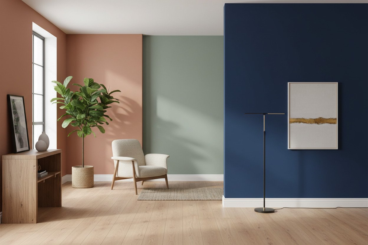 Kolory ścian 2026 — od ziemi do głębokiego granatowego błękitu