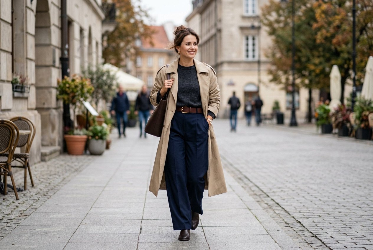 Oversize stylizacje dla sylwetki klepsydry — zachowanie proporcji